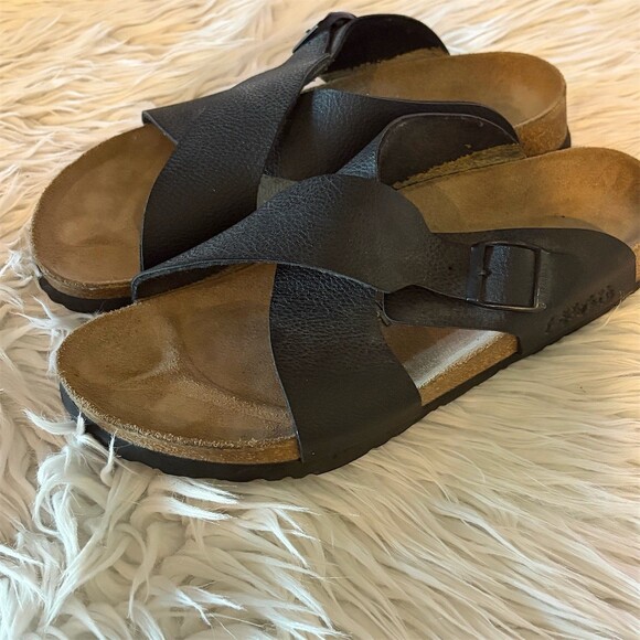 Birkenstock Birkis Womens Slide Sandals Black Crisscross Size 9 EU 40 - Picture 3 of 9
